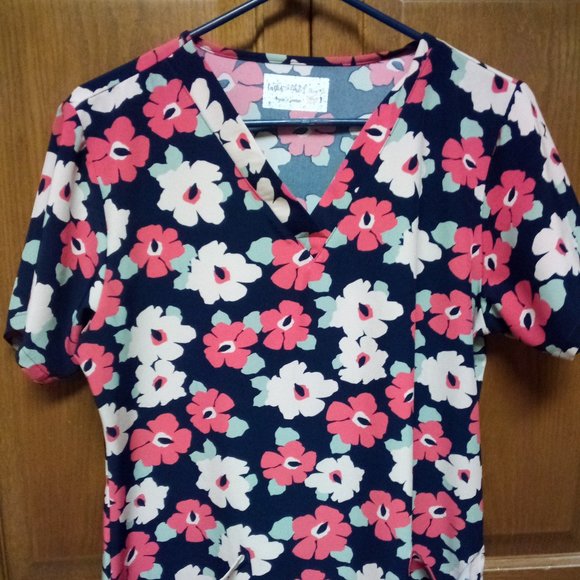 Floral Silky Scrub Top - Picture 1 of 4